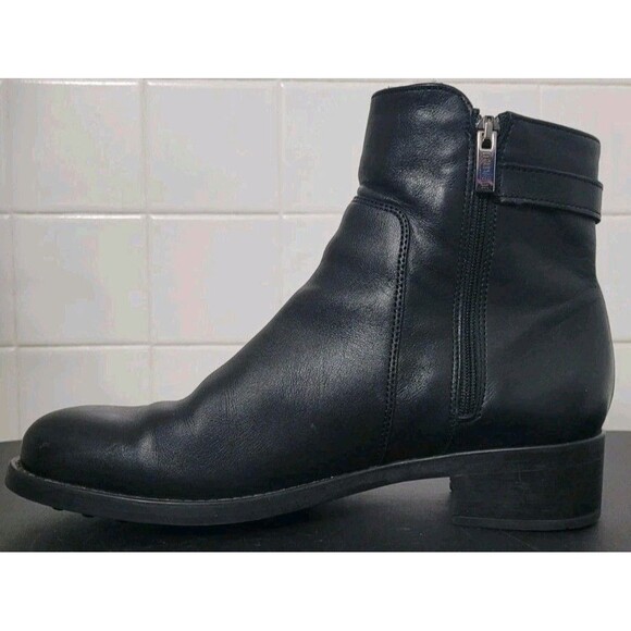 La Canadienne Black Leather Zip Up Ankle Boots Sz 8.5M 37013 Side Buckle - Picture 6 of 13